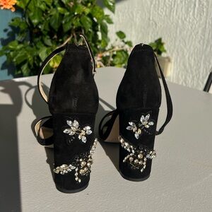 Elegant Black Embellished Women's Heels
